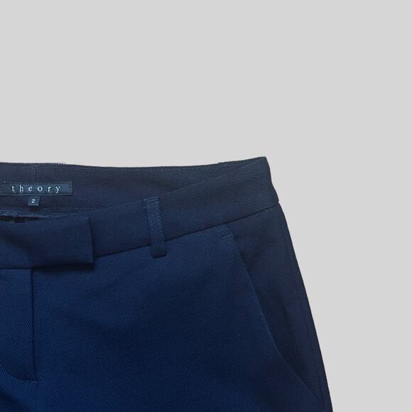 Theory Wide Leg Wool Pants in Navy Blue | Size 2 - Picture 5 of 5